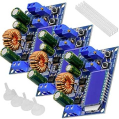 AZDelivery 3 x HW-140 DC-DC Buck Boost Power Converter Automātisks paaugstināšanas/uz leju, voltu un ampēru mērītājs LCD displejs, sprieguma pārveidotājs 3A 5,5V-30V līdz 0,5V-30V Saderīgs ar Arduino, ieskaitot e-grāmatu!