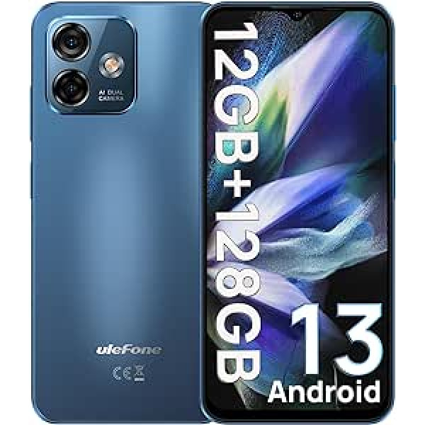 Ulefone Note 16 Pro viedtālrunis bez līguma 12 GB + 128 GB Android 13 mobilais tālrunis bez līguma 50 MP kamera astoņkodolu 6,52 collu HD+ 4400 mAh, 4G divās SIM kartes mobilais tālrunis bez simbloķēšanas, GPS OTG zils