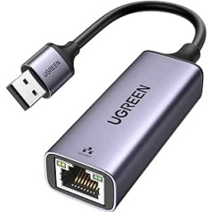 UGREEN LAN Adapter 3.0 1000 Mbps Ethernet adapteris USB uz RJ45 Gigabit tīkla adapteris uz USB alumīnija saderīgs ar slēdzi, Mi Box, klēpjdators ar Win 11/10/8.1/8, Mac OS, Linux (pelēks)