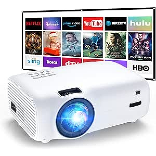 Mājas kinozāļu projektors, atbalsta 1080P Full HD, 100 000 stundu LED, LED video projektors saderīgs ar TV Stick, HDMI, SD, AV, VGA, USB, PS4, X-Box, viedtālruni