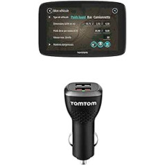 TomTom GO Professional 520 kravas automašīnas navigācijas ierīce (atjauninājumi, izmantojot Wi-Fi, 5 collas, viedtālruņa paziņojumi) + Dual USB automašīnas ātrā lādētājs (piemērots visiem TomTom satelīta navigācijas ierīcēm)