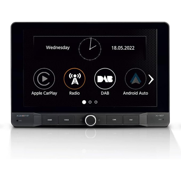 XZENT X-127 1 din automašīnas radio, multivides sistēma ar 9 collu skārienekrānu, multivides centrs ar DAB+, USB, FM, Apple CarPlay, Android Car, automašīnām vai dzīvojamajām mājām