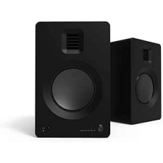 Kanto TUKMB darbināmi grāmatu plaukta skaļruņi ar austiņu izeju, iebūvētu USB DAC, speciālu RCA ar Phono priekšpastiprinātāju, Bluetooth 4.2, AMT augstfrekvences skaļruni un 5,25 collu alumīnija draiveri, pāris, matēti melns