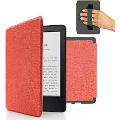 MyGadget futrālis Amazon Kindle Paperwhite 7. paaudzei (līdz 2017. gadam — 6 collas) ar rokas siksnu un automātiskās miega/modināšanas funkciju — rozā pārvelkamais futrālis