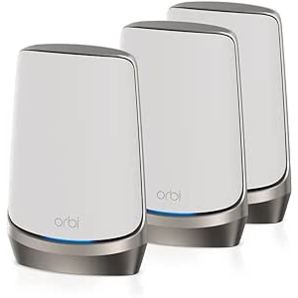 NETGEAR Orbi WiFi 6E Mesh Quad-Band WLAN System (RBKE963), Router with 2 Satellites, Coverage up to 600 m² and 200 Devices with 10.8 Gbps (AXE11000), Easy App Installation