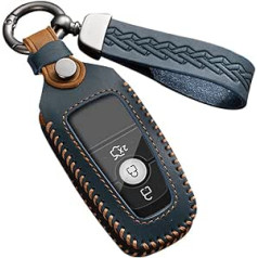 ontto Automašīnas atslēgas korpusa atslēgas vāciņš der Ford Fusion Mustang Explorer F150 Edge Mondeo Mk5 Focus Mk4 2019 2020 2021 Tālvadības pults Key Fob Ādas atslēgas maciņa piederumi 3/4 pogas zils