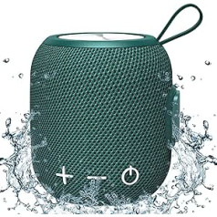 FIGMASU skaļruņu kārba Bluetooth pārnēsājama ūdensnecaurlaidīga mūzikas kaste ar Stereo Bass 360 HD telpisko skaņu ceļojumiem, vannas istabai, baseinam un āra ūdensizturīgai lietošanai (zaļa krāsa)