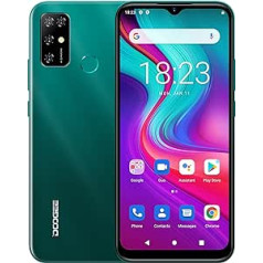 DOOGEE Android 11 viedtālrunis bez līguma X96, astoņkodolu 2 GB + 32 GB, 5400 mAh akumulators, 8 MP trīs kamera, 6,52 collu ūdens pilienu ekrāns, mobilais tālrunis ar divām SIM kartēm + SD (3 ligzdas), pirkstu nospiedumu GPS zaļš