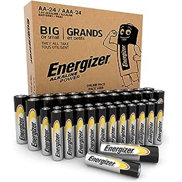 Energizer Alkaline Power AA + AAA baterijas (48 pakojumā) kombinētais iepakojums ar 48 baterijām