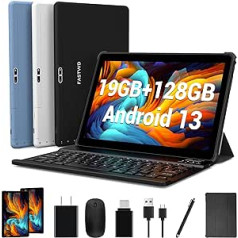 FASTWD Android 13 Tablet PC 10 Inch 5G WiFi 19 (8 + 11) GB RAM + 128 GB ROM, Smart IPS, Battery 8000 mAh, 8 MP + 5 MP| Bluetooth | OTG, with Case, Keyboard, Mouse + Pen, Blue