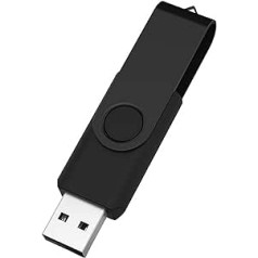 Vixelle 64 GB USB Stick All-Black USB Flash Drive - Stylish 360° Metal Swivel USB Memory Sticks with Keychain Loop - Portable USB Pen Drive Bulk Pack for PC, Mac, TV, Car Audio, Video