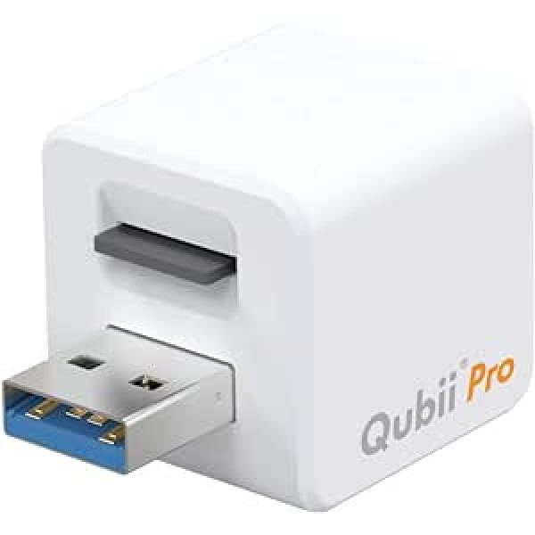 MAKTAR Qubii Pro USB-A zibatmiņas disks ar MicroSD karti 128 GB, automātiska dublēšana uzlādes laikā, MFi sertificēta Photo Stick, saderīga ar iPhone/iPad (balts)