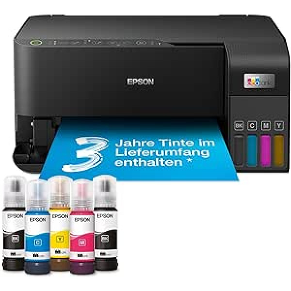 Epson EcoTank ET-2830 atkārtoti uzpildāms 3-in-1 tintes daudzfunkciju printeris (kopētājs, skeneris, printeris, DIN A4, WiFi, USB 2.0), liela tintes tvertne, liels diapazons, zemas lapas izmaksas, melns