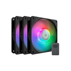 Cooler Master SickleFlow 120 V2 — ARGB trīs vienā komplekta korpusa ventilators ar kontrolieri, ARGB ventilators ar caurspīdīgām gaisa plūsmas lāpstiņām, 62 CFM, 2,5 mmH2O, 8–27 dBA