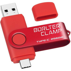 C tipa USB zibatmiņa 256 GB, BorlterClamp 2 in 1 OTG Memory Stick USB 3.0 Divu portu USB C zibatmiņas disks Android viedtālrunim Samsung S10/S9/S8, Huawei, planšetdatoriem un datoriem (sarkans)