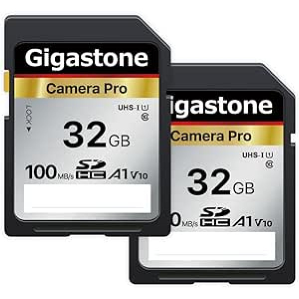 Gigastone 32GB SDHC atmiņas kartes Camera Pro Series 2 kartes Ātrums līdz 100 MB/s Savietojams ar Canon Nikon Sony videokameru A1 U1 V10 UHS-I Class 10 Full HD video