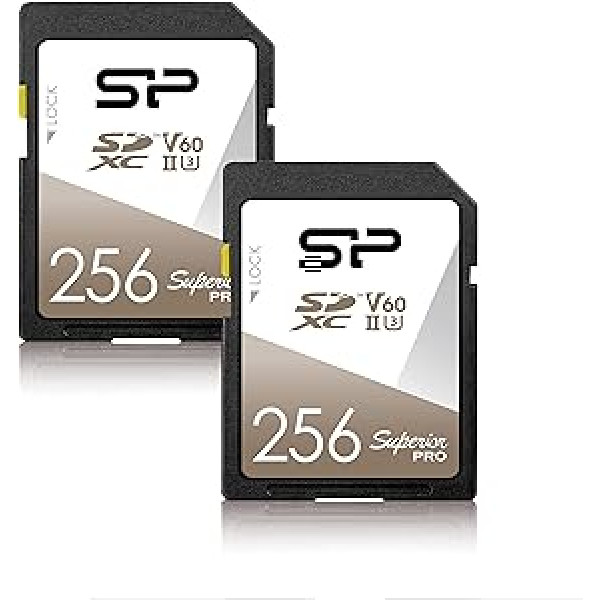 Silicon Power 2er-Pack 256GB V60 R/W bis zu 280/170 MB/s Superior Pro UHS-II SDXC Speicherkarte