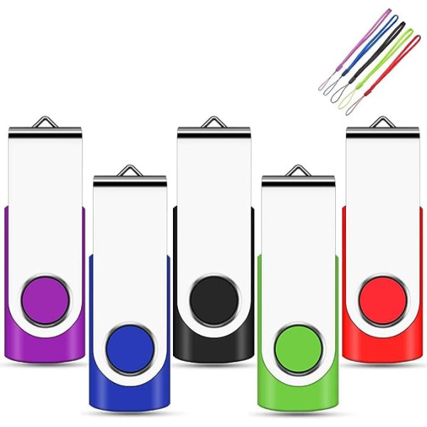 EASTBULL USB 2.0 Thumb Flash Drives Swivel Design Flip Up Pen Memory Stick 5 Pieces Multi-colours 1GB