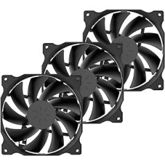 upHere 12BK4-3 4-PIN 120 mm PC Case Fan Extremely Quiet Pack of 3 Black