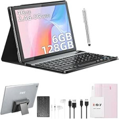 XGODY 10,1 collas 4G LTE (2 SIM slots) astoņkodolu Android 12 planšetdators 6 GB RAM 128 GB ROM planšetdators ar tastatūru 8000 mAh akumulators 1920 x 1200 FHD + IPS skārienekrāns 5 MP + 8 MP kamera, C tips, Bluetooth 5.0.