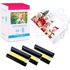 Compatible with Canon Selphy KP-108IN/3x KP-36IN Photo Paper and Cartridge, KP108IN Paper and Cartridge for Selphy CP1500 CP1300 CP1200 CP1000 CP910 CP900, 108 Paper 3 Ink Cartridge 148 x 100mm