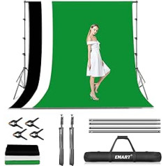 EMART Background System with Fabric, Professional Photo Studio Set 2.6 x 3 m Photo Background Stand Set with Photo Background and 4 Spring Clips for Photography, Video Recording YouTube