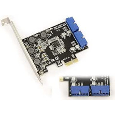 kalea-informatique PCI Express karte (PCI-E) uz USB 3.0, 2 porti USB 3, 19 kontakti, NEC mikroshēmojums, iekļauts zems un augsts profils