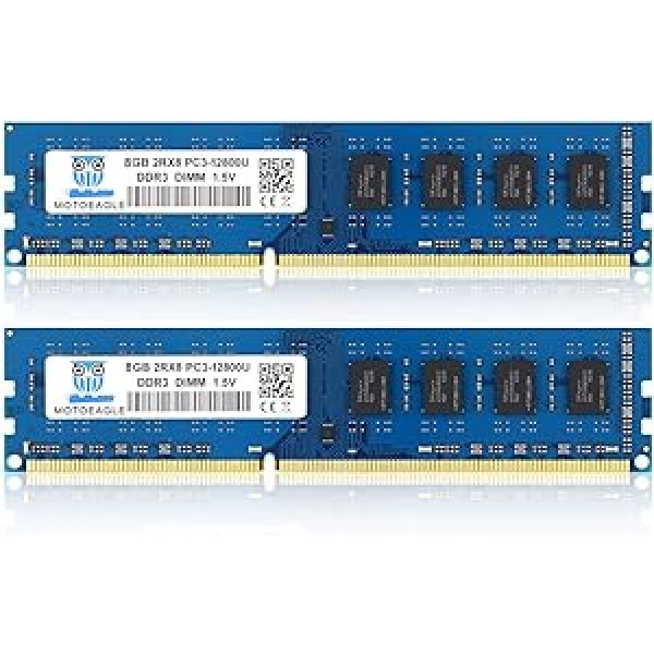 16GB Kit DDR3-1600 UDIMM 8GBx2 PC3 12800 1.5V CL11 2Rx8 PC3 12800U 240-Pin DDR3 1600MHz Non-ECC Dual Rank Desktop Memory Module