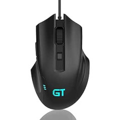 RaceGT pele ar kabeli, USB datora pele Ergonomiska apgaismota pele Vadu pele RGB peles 7 gaismas efekts 4 DPI iestatījumi datora klēpjdatoram MacBook Gaming, melns