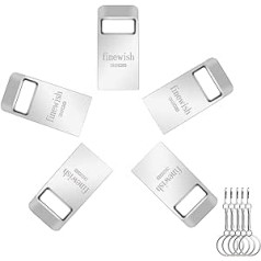 USB Stick 32 GB Pack of 5, Metal Memory Stick USB 2.0 USB Stick 32 GB USB Flash Drive with Keyring for School Office Car PC Laptop (Silver x 5 Pack)