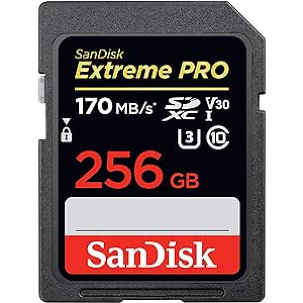 SanDisk Extreme PRO 256GB SDXC Memory Card up to 170MB/s, UHS-1, Class 10, U3, V30