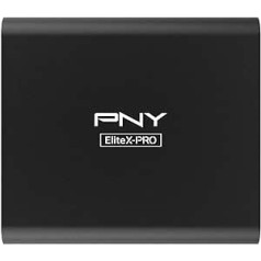 PNY CS2260 EliteX-PRO USB 3.2 Gen 2x2 ārējais portatīvais SSD 2TB, līdz 1600 MB/s lasīšanas ātrums, 1500 MB/s rakstīšanas ātrums, PSD0CS2260-2TB-RB, melns