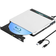 SOMDARHK ārējais Blu-Ray CD DVD diskdzinis, USB 3.0 Type C ārējais Blu-Ray atskaņotāja CD/DVD-ROM rakstītājs, Slimline Blue Ray diska ārējie Blu-Ray diskdziņi klēpjdatoram MAC Book Air Pro Apple Windows 1