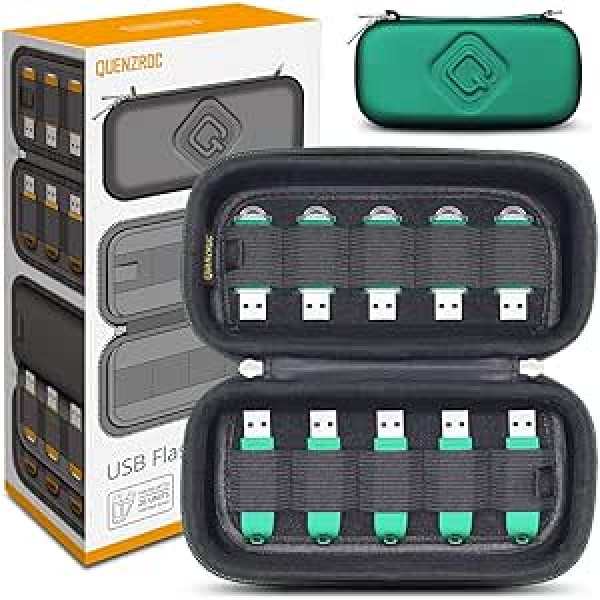 USB zibatmiņas glabāšanas soma 20 USB zibatmiņas diskam QUENZROC USB zibatmiņas maciņa organizators aizsargmaciņa uzglabāšanas kaste Deluxe Green