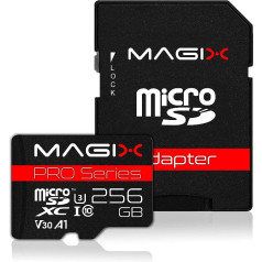 Magix MicroSD atmiņas karte PRO Series Class 10 V30 + SD adapteris līdz 95 MB/s (256 GB)