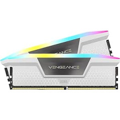 Corsair VENGEANCE RGB DDR5 RAM 32GB (2x16GB) 5200MHz CL40 Intel XMP iCUE saderīga datora atmiņa — balta (CMH32GX5M2B5200C40W)