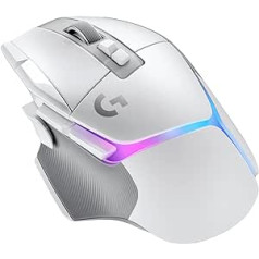 Logitech G 502 X PLUS LIGHTSPEED bezvadu RGB spēļu pele — optiskā pele ar Lightforce hibrīda slēdžiem, Lightsync RGB, Hero 25K spēļu sensors, saderīga ar datoru — macOS/Windows — balta