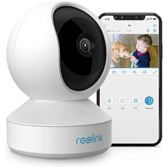 Reolink WLAN IP kamera iekštelpām Schwenkbar, tālvadības kamera Innen Handy 3MP HD ar 2,4 GHz WLAN, 355° Schwenk- / 50° Neigung, Zwei-Wege-Audio, IR-Nachtsicht E1 (Generalüberholt)