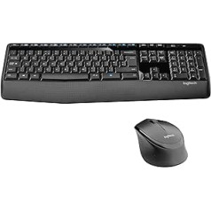 Logitech MK345 Kabelloses Set mit Tastatur in Standardgröße und komfortabler Maus für Rechtshänder, US QWERTY-Layout — Schwarz