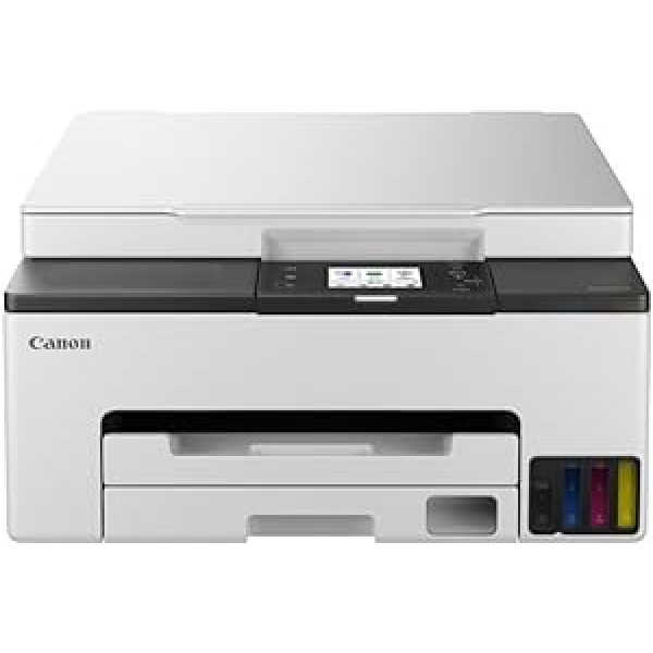 Canon Maxify GX1050 MegaTank daudzfunkcionālais printeris 3-in-1 (tintes printeris, drukāšana, kopēšana, skenēšana, A4, Wi-Fi, LAN, 6,7 cm skārienjutīgs LCD, 250 loksnes, abpusējais, zemas lapas izmaksas, liels diapazons, apkopes tvertne) Balts