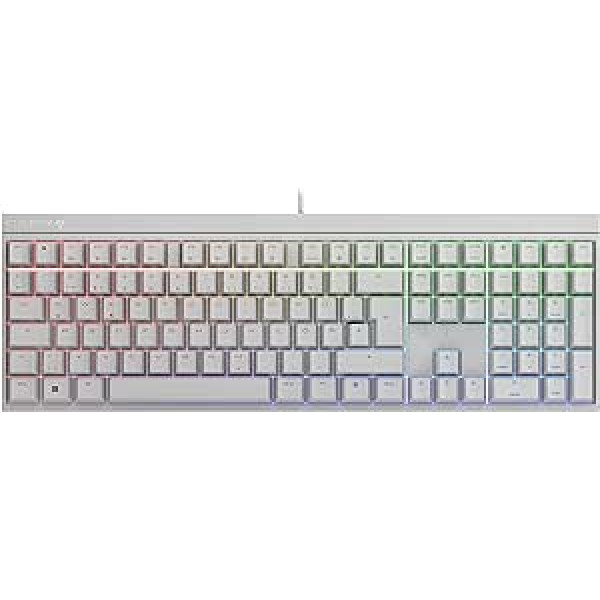 CHERRY MX 2.0S vadu spēļu tastatūra ar RGB apgaismojumu, vācu izkārtojums (QWERTZ), MX brūni slēdži, balts