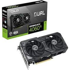 ASUS Dual GeForce RTX 4060 Ti OC Edition 8GB GDDR6 spēļu grafikas karte, melna (Nvidia GeForce RTX4060Ti DLSS 3, PCIe 4.0, 1x HDMI 2.1, 3x DisplayPort 1.4a, DUAL-RTX4060TI-O8G)