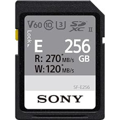 Sony SFE256 256 GB SF-E sērijas UHS-II U3 V60 SDXC atmiņas karte - lasīšanas ātrums: 270 MB/s, rakstīšanas ātrums: 120 MB/s