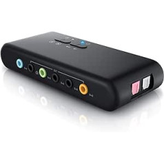 CSL USB External Sound Card, 7.1 Dynamic 3D Surround Sound, USB Audio Stereo Adapter, External Sound Card, for PC, Windows