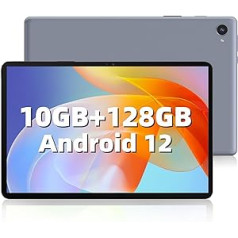 Planšetdators 10 collu Android 12, planšetdators 10 GB RAM + 128 GB/TF 1 TB ROM, 5G/2,4 G dubultais WiFi, funkcionāls AI, astoņkodolu 2,0 GHz, dubultkamera 8+5 MP FHD/IPS, planšetdators ar akumulatoru 6850 mAh, Netflix YouTube