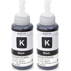 2 x Black Ink T664 T6641 Compatible with 664 Black Printer Ink 70 ml, Refill Ink BK 664 for Printer ET 2600 ET 2650 ET 2550 ET 4500 ET 3600 ET 2500 ET 4550 ET 14000 ET 16500 L355 L100 L110 L200