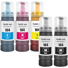 LAIPENG 104 tinte saderīga ar Epson 104 ET-2710 ET-2711 ET-2712 ET-2714 ET-2715 ET-2720 ET-2721 ET-2726 ET-2810 ET-2815 ET-2820 ET-2820 ET-2 212825 ET-2826 ET-4700 printeris (BK*2/C/M/Y)