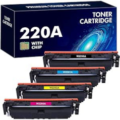 220A toneris saderīgs ar HP 220A 220X Color Laserjet Pro MFP 4302dw 4302fdw 4202dw 4202dn 4302fdn W2200A W2201A W2202A W2203A (melnā magenta)