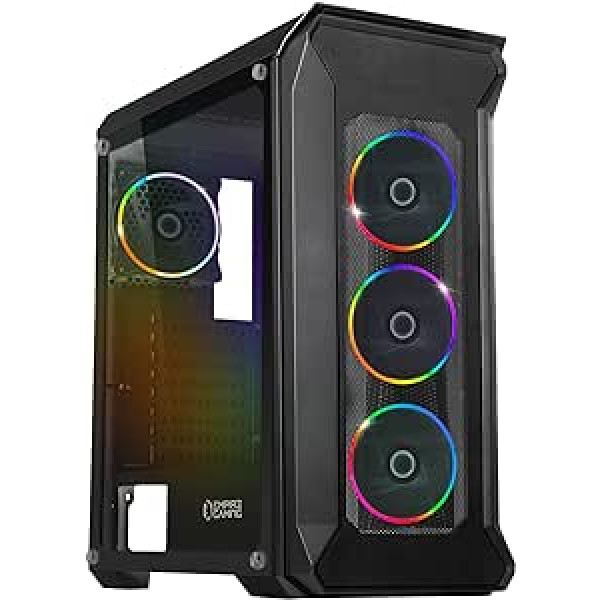 EMPIRE GAMING Darkwitcher - PC Gamer futrālis - ARGB vidēja korpusa tornis ATX - metāla sieta fasāde un drošības stikla sānu durvis - 4 ventilatori 5 volti PWM LED RGB adresējams 120 mm