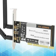 300Mbps WiFi Card, PCI Network Card Adapter 300 Mbit/s 802.11b/g/n, Desktop Wireless WiFi Network Card + 2 Antennas AR9223, for Win XP/WIN7/WIN8/WIN10